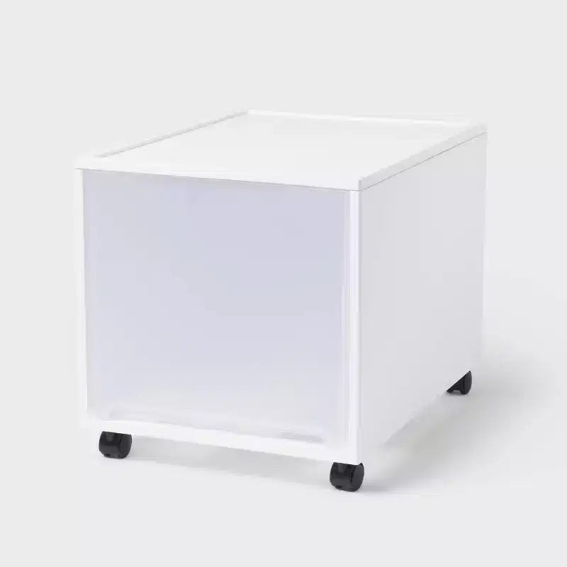Modern Tall Narrow Drawer with Caster Wheel with Lock White 1pc - Brightroom™