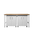 Manhattan Comfort Fortress 3pc Mobile Space Saving Garage Cabinet and Worktable Set 1.0 White: Lockable Storage & Adjustable Shelves