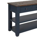 Console en bois avec 3 tiroirs de rangement et 2 étagères