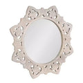 Kate & Laurel All Things Decor 28"x28" Meera Carved Wood Mirror Brown: Artisan Starburst, No Assembly