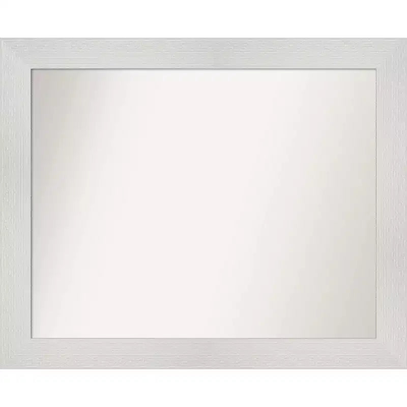 33" x 27" Non-Beveled Mosaic White Wall Mirror - Amanti Art: Modern Rectangle, Includes Mounting Hardware