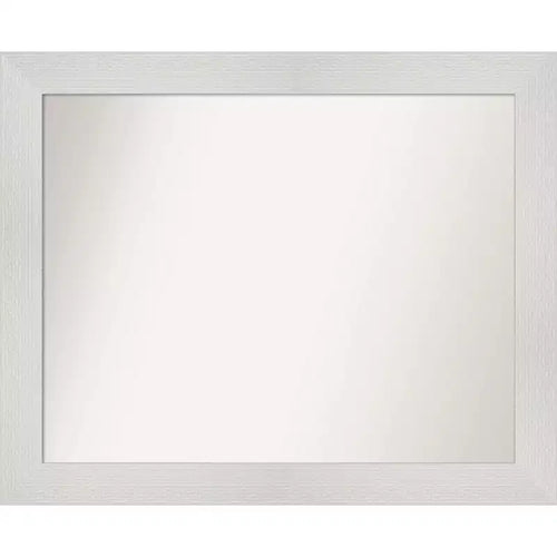 33" x 27" Non-Beveled Mosaic White Wall Mirror - Amanti Art: Modern Rectangle, Includes Mounting Hardware