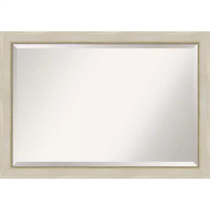 40" x 28" Beveled Parthenon Cream Wood Wall Mirror - Amanti Art: Modern Rectangular, No Assembly Required