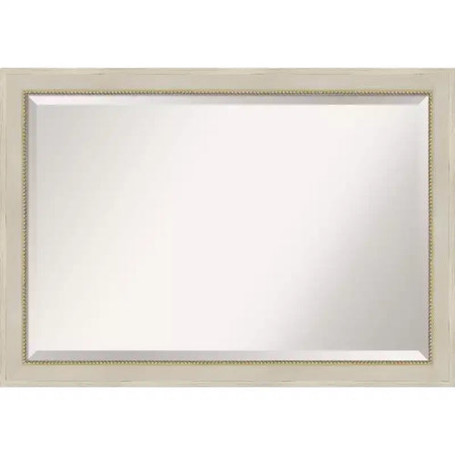 40" x 28" Beveled Parthenon Cream Wood Wall Mirror - Amanti Art: Modern Rectangular, No Assembly Required