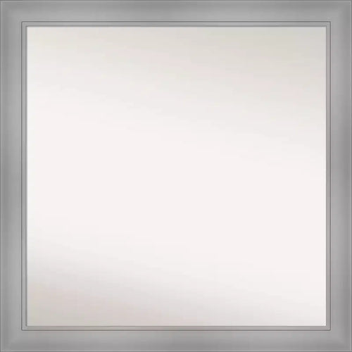 30" x 30" Non-Beveled Flair Polished Nickel Wall Mirror - Amanti Art: Modern Square, Includes Mounting Hardware