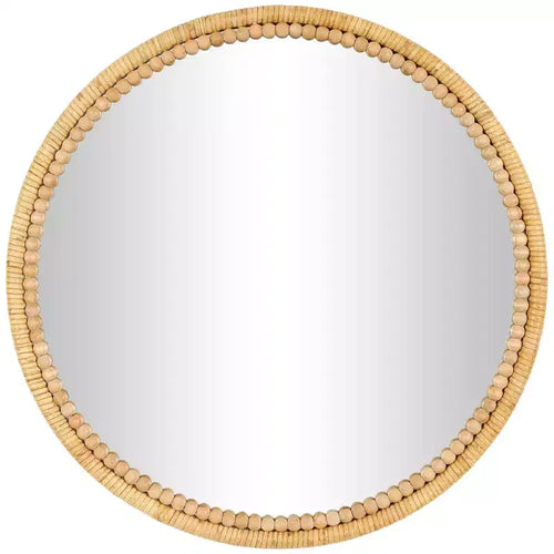 24"x24" Wood Wrapped Wall Mirror with Beaded Frame Brown - Olivia & May