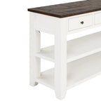 Console en bois avec 3 tiroirs de rangement et 2 étagères