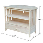 Meuble TV d'angle en bois massif de style Mission