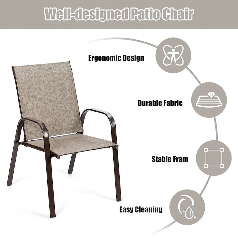 Costway Lot de 4 chaises de jardin et de terrasse avec accoudoirs – Voir détails