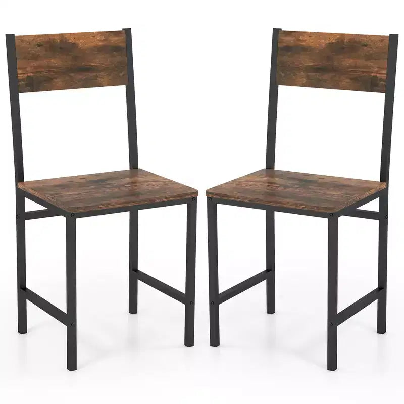Costway Set of 2 Dining Chairs w/Metal Legs Slanted Back Wide Seat for Living Room