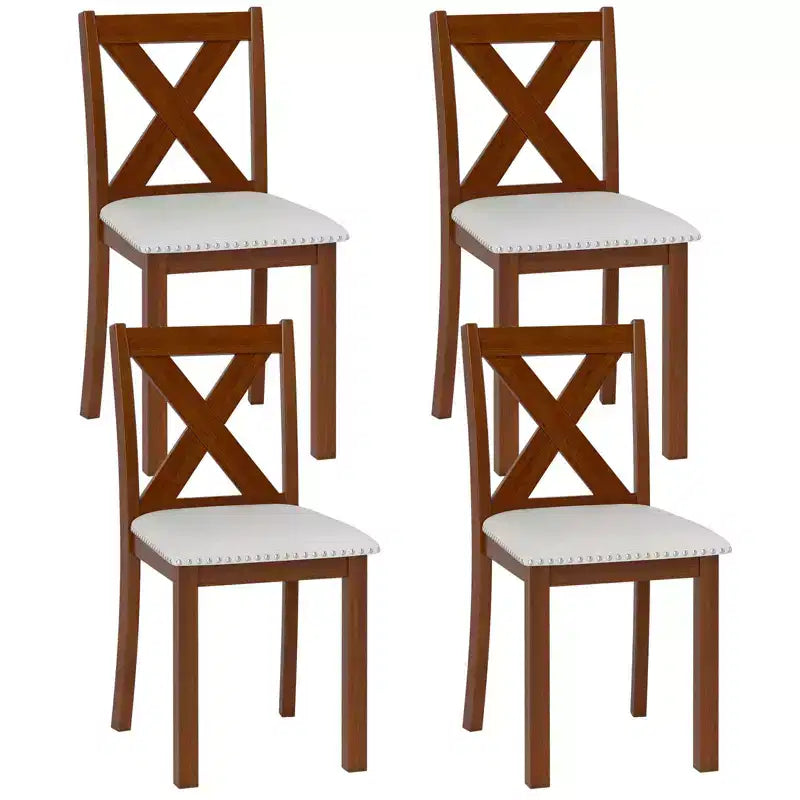 Costway Wooden Dining Chair Set of 4 w/Acacia Wood Legs Padded Seat Curved Back