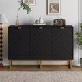 COZONY Modern Sideboard Buffet Cabinet with Storage, Wood Accent Credenza with Herringbone Doors & Adjustable Shelf for Dining Room, Living Room