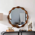 GDFStudio Ursa Farmhouse Wooden Round Waved Decorative Wall Mirror