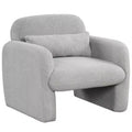 Costway Modern Accent Chair Faux Shearling Fabric Upholstered Armchair w/ Waist Pillow