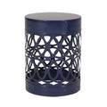 Large Metal Side Table - Navy Blue Finish for Living Room/Patio