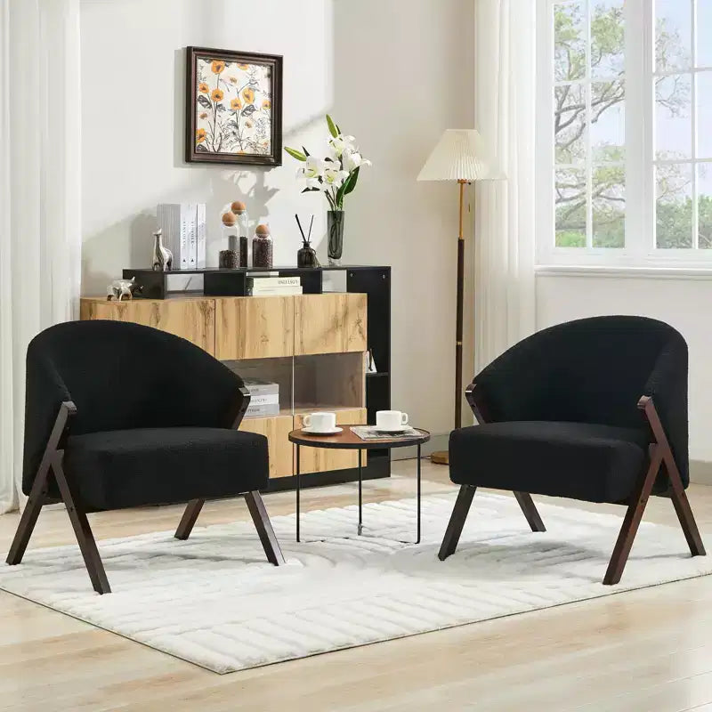 COZONY Mid Century Modern Accent Chair, Upholstered Armchair with Wood Frame for Living Room and Bedroom