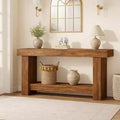 Console Table for Entryway, Wood Farmhouse Console Table for Living Room, 2-Tier Large Sofa Table with Storage,