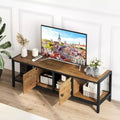 TV Stand with Storage, Rustic Brown Entertainment Center with Closed Cabinets and Open Shelves, Multi-Functional Media Console