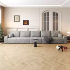 168 Inch Gray Plush Corduroy Fabric Cloud Sectional Couch Modern Modular Sofa for Living Room Apartment