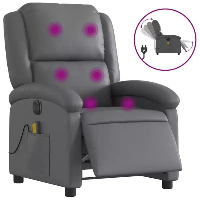 vidaXL Massage Recliner Chair Faux leather Single