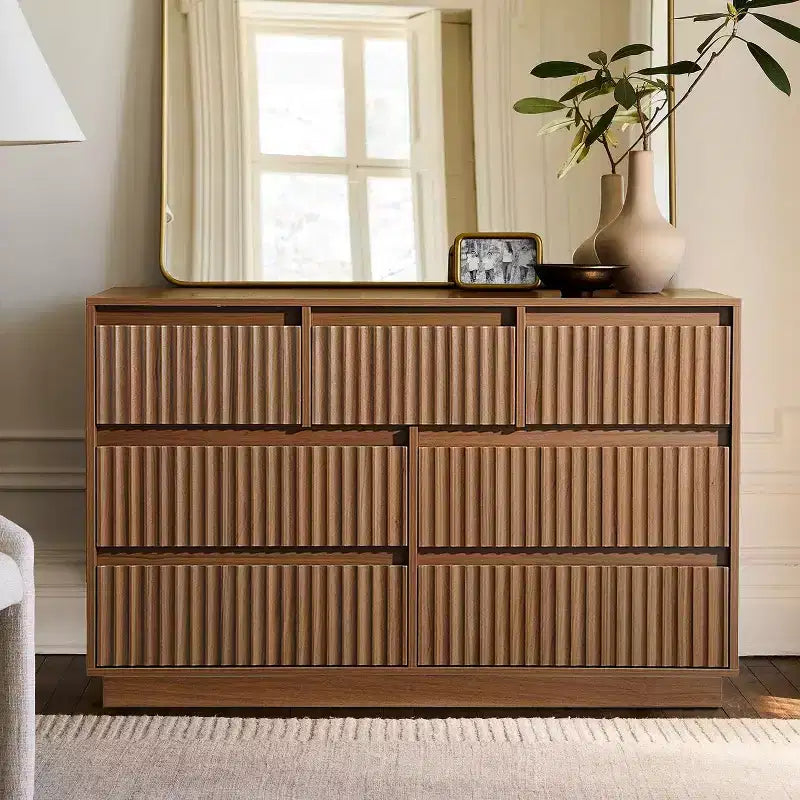 KOLIGEY 7-Drawer Dresser 47W Double Dresser With Waveform Fluted Panel