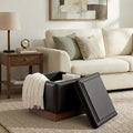 Bekrvio Cube Swivel Storage Ottoman,Leather Footrest with Solid Acacia Wood Frame, Small Coffee Table for Living Room,No Assembly Required
