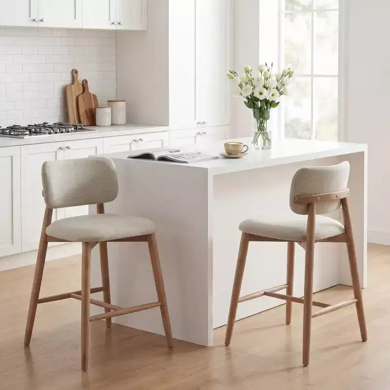 Christopher Knight Home Grace Transitional Rubberwood Upholstered Counter Stools with Curved Backrest (Set of 2)