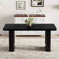 GDFStudio Taiga Modern Wooden Dining Table with U-shaped Legs and Transparent Glass Design