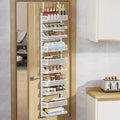 White Multi-Layer Adjustable Over-the-Door Hanging Rack - For Kitchen Condiment & Bathroom Storage