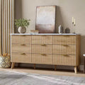Fluted 9-Drawer Dresser, 60.6 Wide Wood Chest of Drawers with Deep Storage, for Bedroom, Living Room, or Hallway Use