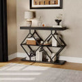 COZONY 39 Narrow Entryway Console Table with 3-Tier Open Storage, Industrial Sofa Table with Diamond Metal Frame for Hallway & Foyer