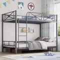 Metal Bunk Bed Twin Over Twin, Industrial Bunkbeds Heavy Duty Bed with Safety Guard Rails and Space-Saving Design, Steel Bed for School, Bedroom