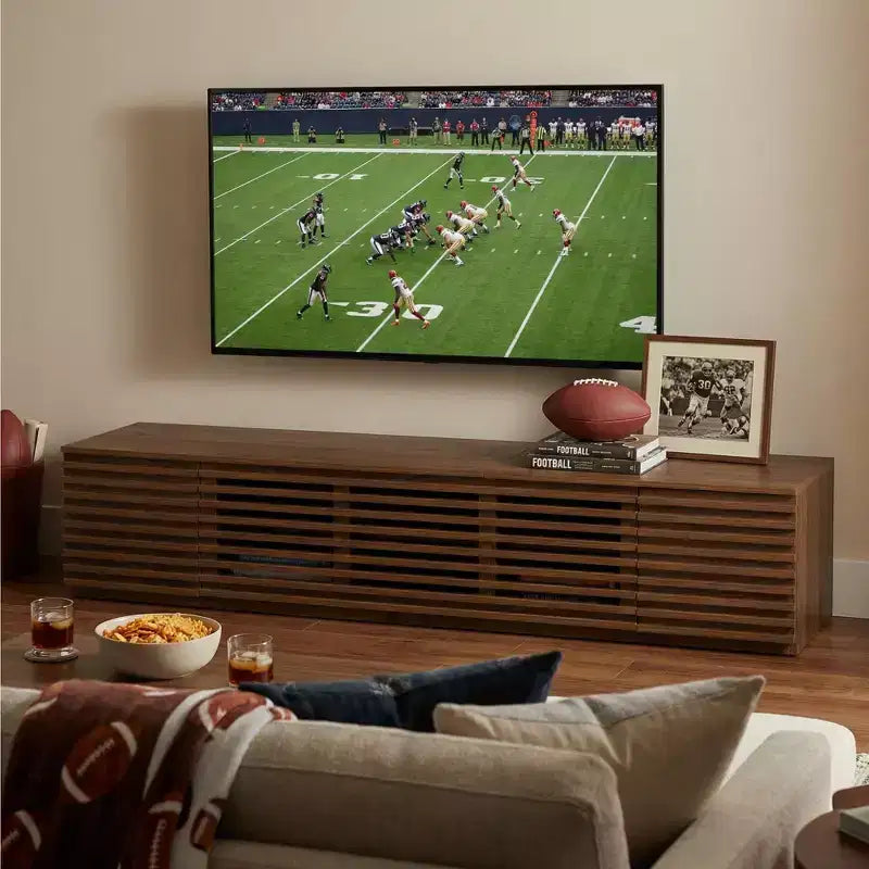 JVNOXK 78-inch Modern TV Stand accommodates TVs up to 85 inches, featuring cable management, the centerpiece of your living room