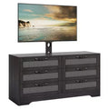 Modern Design TV Stand with Mount  6-Drawer Rattan Dresser for 32-85 TVs  Spacious Storage, Media Console Table