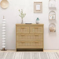 JVNOXK Modern 31.50-inch rattan storage cabinet with 4 deep drawers, perfect for bedrooms, dining rooms, and hallways. Easy assembly