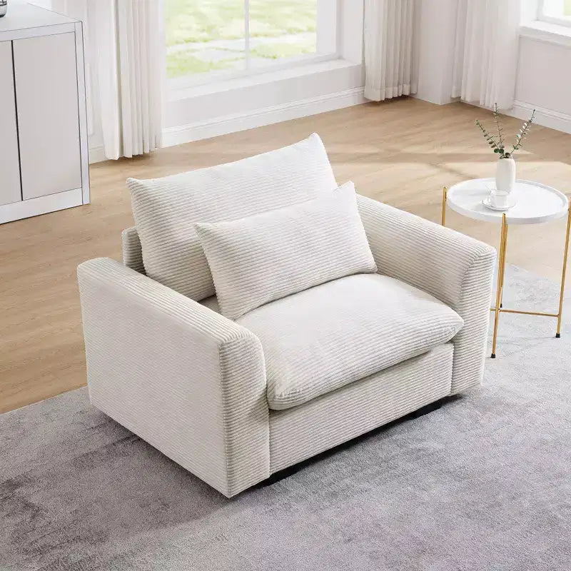 Canapé simple profond en velours côtelé de 130 cm TUYOHW avec oreiller de soutien lombaire pour salon, bureau, appartement