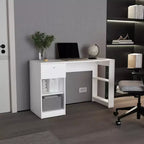 TUYOHW 47 Wooden Writing Desk,Home Office Desk with One Drawer,Four Shelves,Ample Legroom,Modern Computer Desk for Study,Office,Gaming Room
