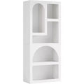 Lantine 70.87-Inch Tall Geometric Bookshelf, White Arched Bookcase with 5 Irregular Storage Shelves for Living Room, Bedroom, Closet