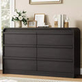 47 Mid Century Modern 6-Drawer Wooden Dresser with Curved Design - Bedroom Storage in Natural Wood Finish