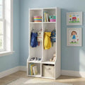 Coat Locker with 2 Sections  4 Storage Cubbies and 4 Hooks  Durable Organizer for Home, Study Room, Nursery, Kindergarten