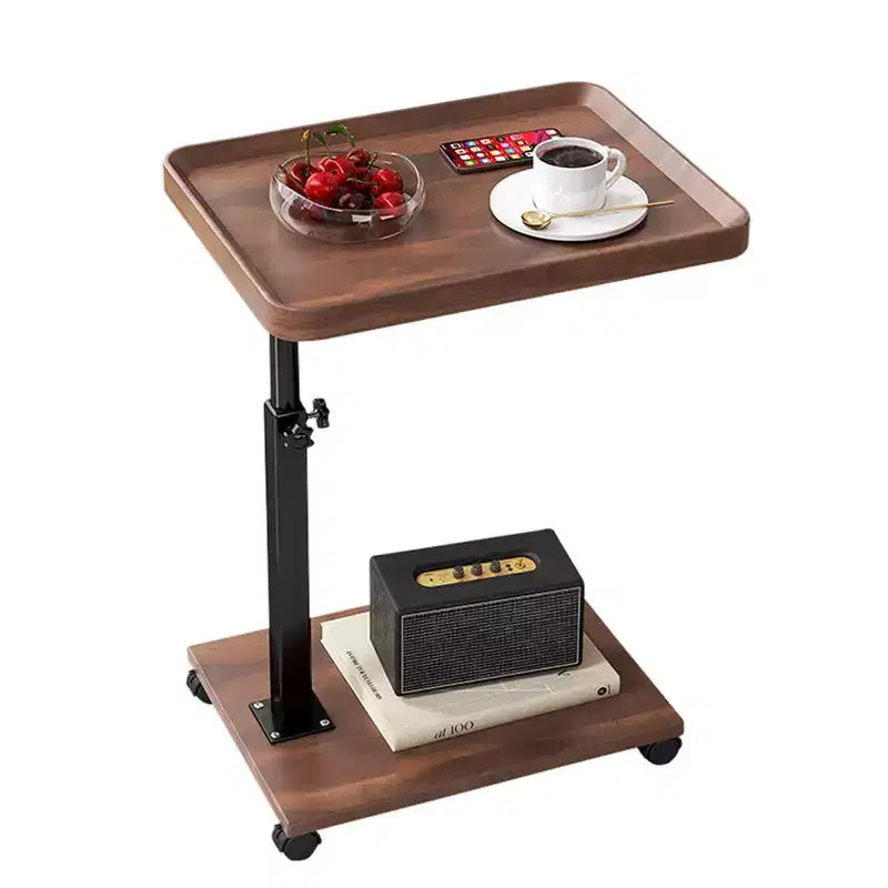 C-Shape End Table,Height-Adjustable, Sliding Sofa Desk with 360 Swivel & Wheels for Laptop, Snacks in Living Room, Bedroom