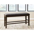 Signature Design by Ashley Haddigan Counter Height Upholstered Dining Bench, Button-Tufted Faux Leather Seat, Dark Brown Finish