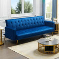 MooxvMoo 75 Convertible Futon Sofa Bed, Modern Adjustable Backrest Futon Couch with Metal Legs for Living Room, Apartment, Office, Blue