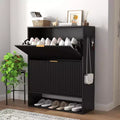 Meuble à chaussures de 80 cm de large avec 2 tiroirs basculants, meuble de rangement de chaussures fin et caché, parfait pour le salon, le couloir, l'entrée