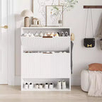 31.5 Wide Shoe Cabinet with 2 Flip Drawers, Slim Hidden Shoe Storage Cabinet and Shoe Organizer Cabinet, Perfect for Living room, Hallway, Foyer