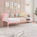 Modern Heart-Shaped Twin Metal Daybed with Pull-Out Trundle  Heavy Duty Steel Slats, Noise-Free, Space-Saving Sofa Bed Frame for Bedroom,Living Room