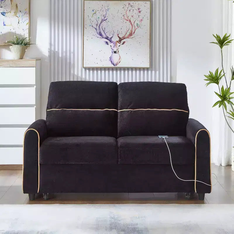 GDFStudio Jason Chenille 58 Pull-Out Sofa Bed with Adjustable Backrest