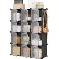 12 Cube Storage Organizer with Doors Modular Plastic Bookcase for Bedroom Living Room, Black