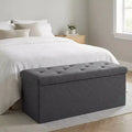 Folding Storage Ottoman Bench, Ottoman Foot Rest, End of Bed Bench, Storage Chest, for Living Room, Bedroom, Entryway, 30 Inches, Gray