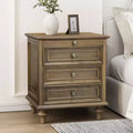 Farmhouse 4-Drawer Nightstand Side Table Wood Storage End Table with Hidden Pull-Out Shelf - ModernLuxe